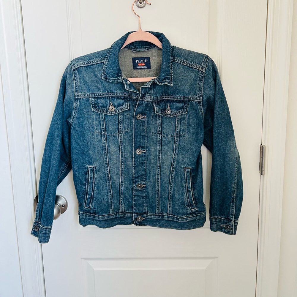 The Children’s Place Girls Denim Jean Jacket Size 10/12 Classic Blue Button-Up